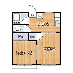 第1エコーハイツ 2DKの間取図画像