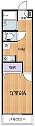 カーサベルデ 1Kの間取図画像