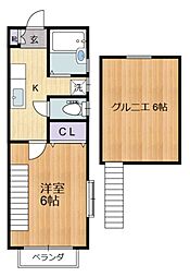 アドバンス 1Kの間取図画像