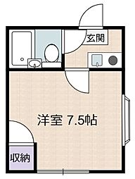 パークサイド 2階1Kの間取り