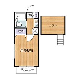 ロイヤルハイムA 1Kの間取図画像