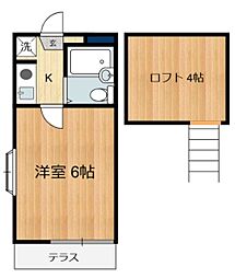 シティパレス2 1Kの間取図画像