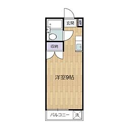 京王相模原線 京王稲田堤駅 徒歩10分の賃貸マンション 2階ワンルームの間取り