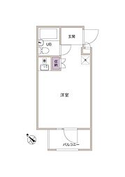 アルカサール洗足池 3階ワンルームの間取り