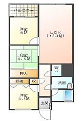 大麻コーポ 3LDKの間取図画像