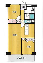 豊中北コーポラス 2LDKの間取図画像