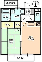 フジエイト 1DKの間取図画像