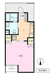 サンディハイツ鶴賀 1Kの間取図画像
