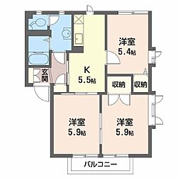 フローラルフジC 3Kの間取図画像