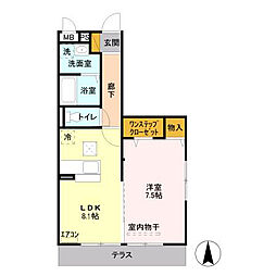 アミティエ三輪 1LDKの間取図画像