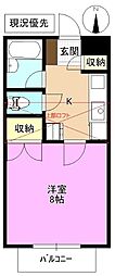 ファンタジーD 1Kの間取図画像