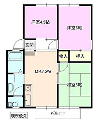サンシティ城東 1階3DKの間取り