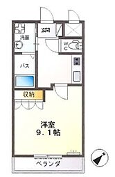 ウォーターランド 1Kの間取図画像