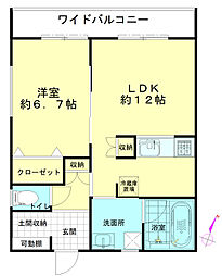 エイトピュア汐見台 1LDKの間取図画像