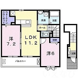 リバーガーデン 2LDKの間取図画像