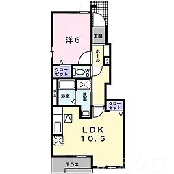 プリムローズ・S 1LDKの間取図画像