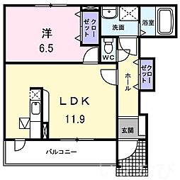 リヴィエール 1LDKの間取図画像