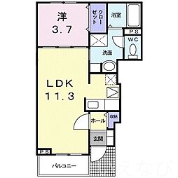 サンリット大山 1LDKの間取図画像
