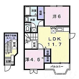 クレストール内尾B 2LDKの間取図画像