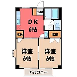 ヴェルドミール渉 2DKの間取図画像