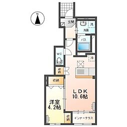 仮)高崎市上小鳥町T様新築アパートA棟 1LDKの間取図画像