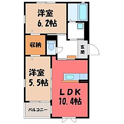 リバティーヒルズA 2LDKの間取図画像