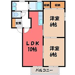 マルベリィB棟 2LDKの間取図画像