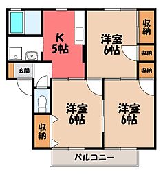 パ・マ・グランドB 3Kの間取図画像