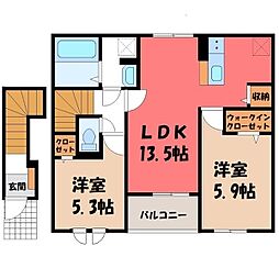 テラス ハックベリー 2LDKの間取図画像