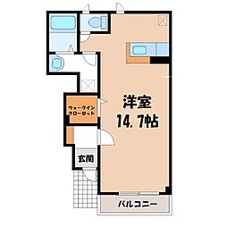 ジェントリー2 ワンルームの間取図画像