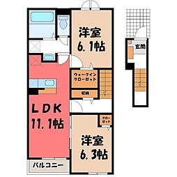 フローレス コート II 2LDKの間取図画像