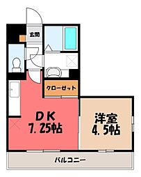 オペラハウス上大島C 1DKの間取図画像