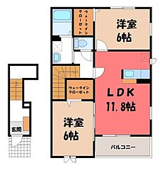 コスモス2 2LDKの間取図画像