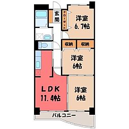 クラール 3LDKの間取図画像