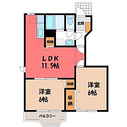 エヴァーグリーン 2LDKの間取図画像