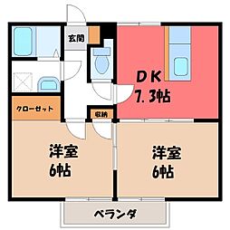 ヴィラ・オトンヌA 2DKの間取図画像