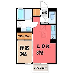 ブルーサファイアA 1LDKの間取図画像