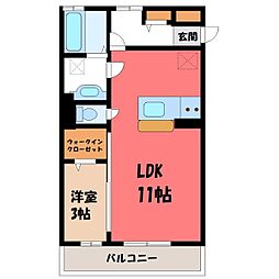 サンボナール新前橋 1LDKの間取図画像