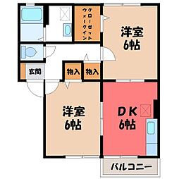 キーファー 1階2DKの間取り