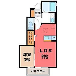 セプトガーデン大渡町 1階1LDKの間取り