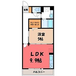 リビオンH＆M II 3階1LDKの間取り