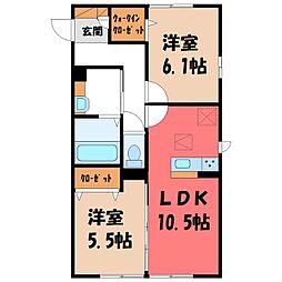 クラリーチェ 1階2LDKの間取り