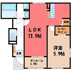 パラッツオ B 1階1LDKの間取り