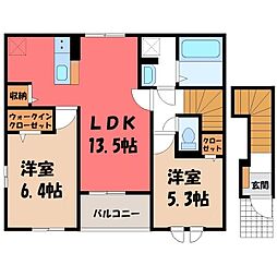 プリムラ A 2階2LDKの間取り