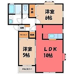 第2MHハウス H 1階2LDKの間取り