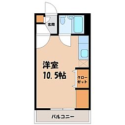 ヨウラク幸塚 1階ワンルームの間取り