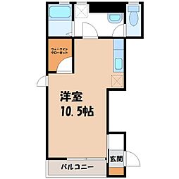 ルーブル 1階ワンルームの間取り