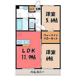 コンフォートヒル 2階2LDKの間取り