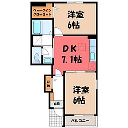 M-スタイル 2DKの間取図画像