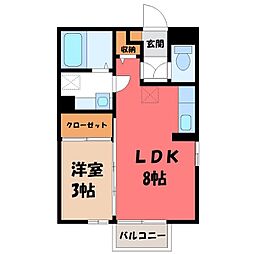 リヴェールマリーズB 1LDKの間取図画像